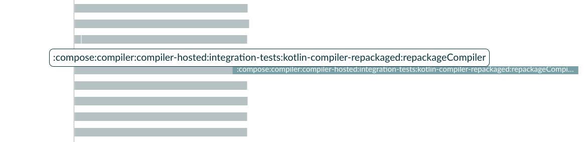 Screenshot of Gradle timeline showing one task taking a long time